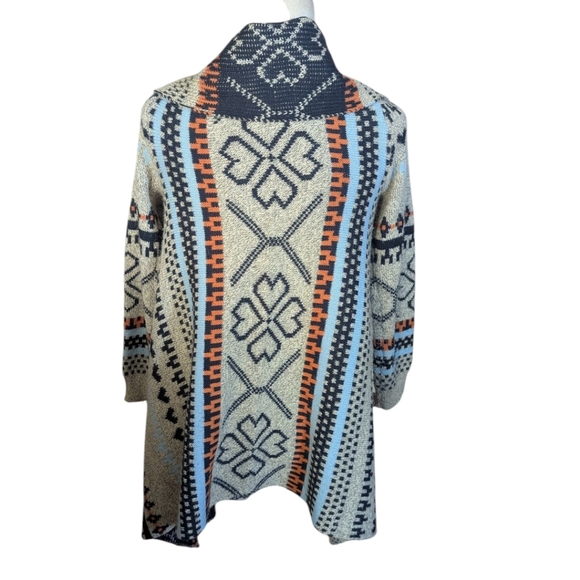 TCEC Multicolor Geometric Sweater Southwestern Cascade Cardigan Sz L - Picture 3 of 9